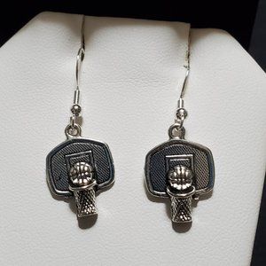 "Basketball Hoop/Basketball"   Charm Earrings